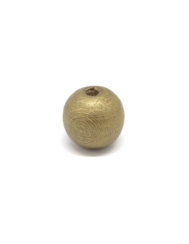 Grosse perle ronde en bois doré - 20mm pour guirlande de noel, bijoux de sac