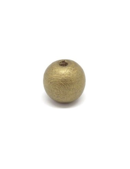 Grosse perle ronde en bois doré - 20mm pour guirlande de noel, bijoux de sac