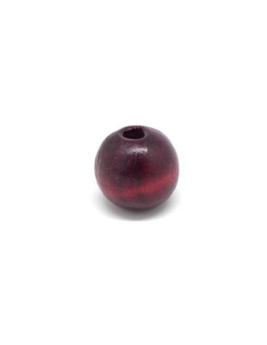 Grosse perle ronde en bois bordeaux framboise pour bijoux de sac