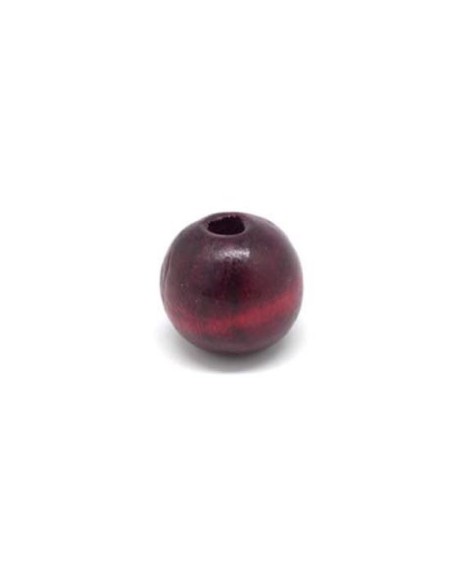 Grosse perle ronde en bois bordeaux framboise pour bijoux de sac