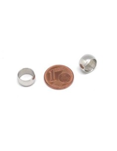 Perle ronde 10mm à gros trou en acier inoxydable argenté - donut argenté 2