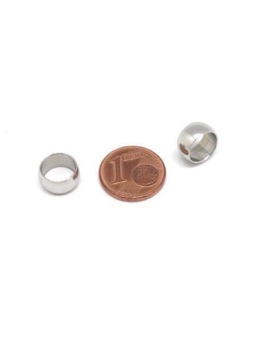 Perle rondelle 10mm à gros trou en acier inoxydable argenté pour bijoux