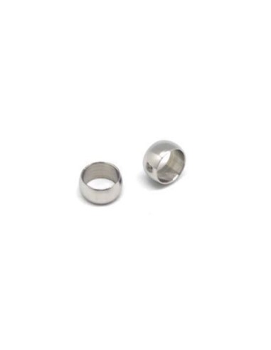 Perle donut 10mm à gros trou en acier inoxydable argenté - donut argenté
