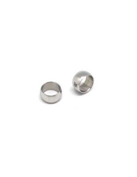 Perle donut 10mm à gros trou en acier inoxydable argenté - donut argenté Perle donut 10mm à gros trou en acier inoxydable argenté - donut argenté