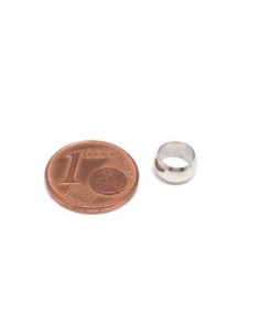 Perle ronde rondelle à gros trou en acier inoxydable argenté 8mm x 4mm donut 2