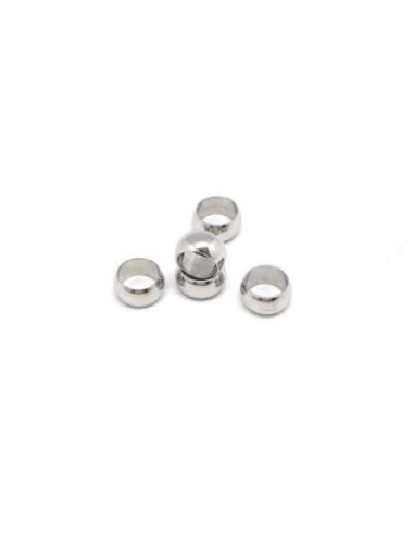 Perle 8mm argenté à gros trou en acier inox