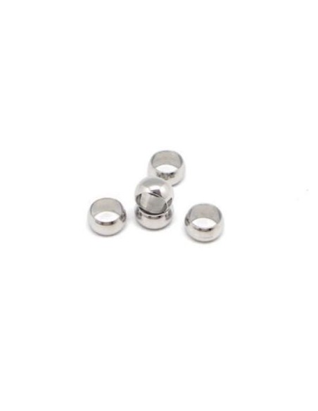Perle 8mm argenté à gros trou en acier inox