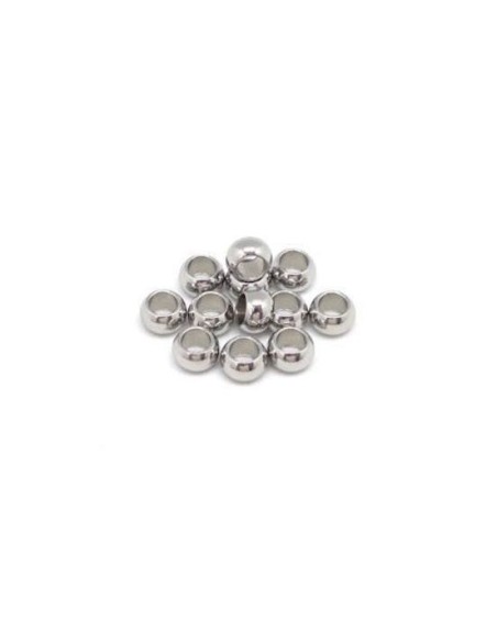 Perle ronde 5mm en acier inoxydable argenté pour cordon de 2,5mm pour bijoux Perle ronde 5mm en acier inoxydable argenté pour cordon de 2,5mm pour bijoux