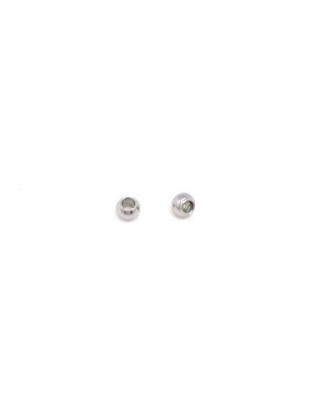 Perles intercalaire ronde 3mm en acier inoxydable argenté 