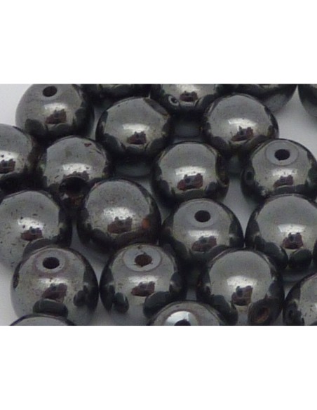 R-2 Perles hématite ronde, boule lisse 8mm