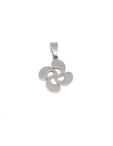 Pendentif croix basque argenté en acier inoxydable 30mm x 20mm