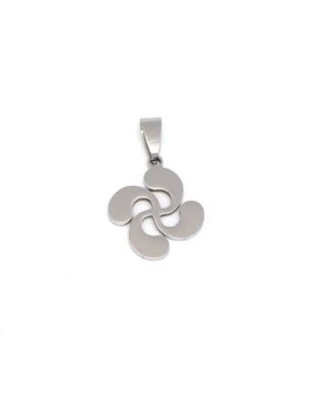 Pendentif croix basque argenté en acier inoxydable 30mm x 20mm