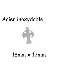 Pendentif croix arrondi argenté en acier inoxydable
