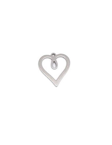 Pendentif coeur argenté en acier inoxydable pour collier