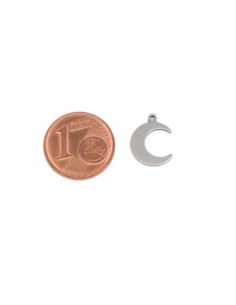 Petite breloque lune en acier inoxydable argenté 13mm x 10mm 2