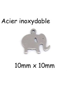 Petit breloque éléphant argenté en métal acier inoxydable