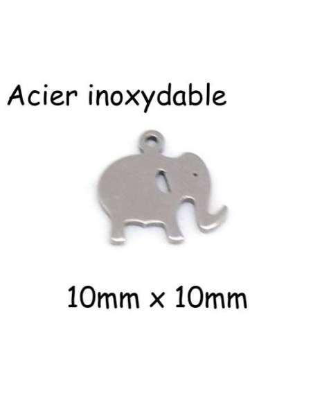 Petit breloque éléphant argenté en métal acier inoxydable Petit breloque éléphant argenté en métal acier inoxydable