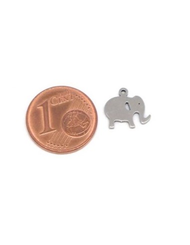 Petit pendentif éléphant argenté en métal acier inoxydable pour bijoux