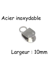 Embout 10mm pour lanière cuir en acier inox argenté