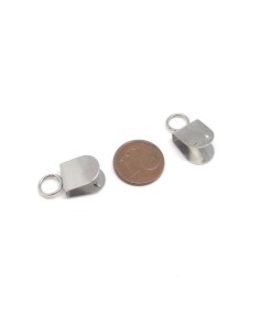 Embout 10mm pour lanière cuir en acier inox argenté 2