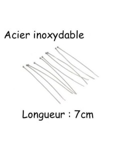 Tige métallique clous à bille 7cm souple en métal argenté acier inoxydable