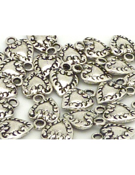 Mini pendentif coeur argenté gravé