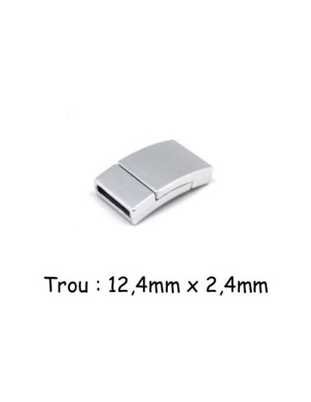 Fermoir aimanté pour lanière cuir de 12mm en métal argenté satiné Fermoir aimanté pour lanière cuir de 12mm en métal argenté satiné