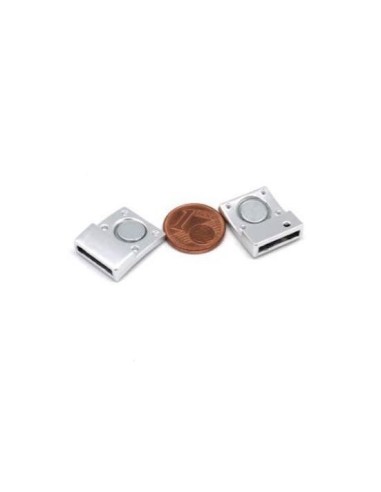 Fermoir magnétique pour lanière cuir de 12mm en métal argenté satiné