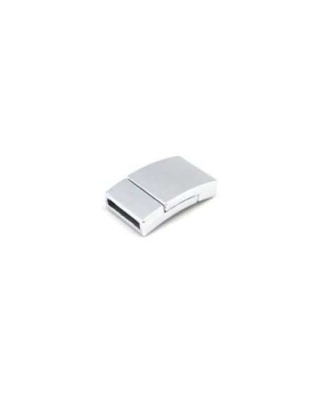 Fermoir aimanté argenté pour cuir de 12mm en métal satiné Fermoir aimanté argenté pour cuir de 12mm en métal satiné