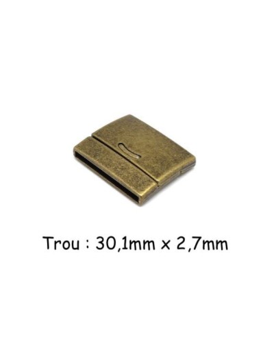 Fermoir aimanté 30mm pour bracelet multirangs en métal de couleur bronze - manchette