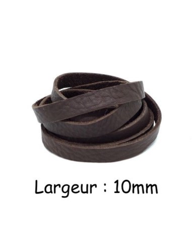 Lanière cuir souple 10mm couleur marron foncé - Idéal création sangle de sac
