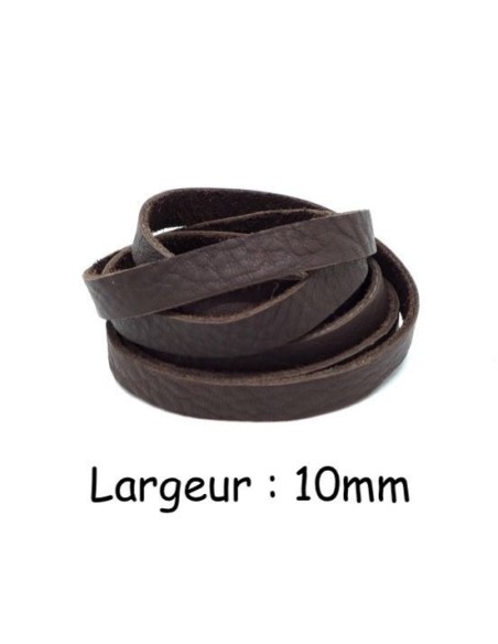 Lanière cuir souple 10mm couleur marron foncé - Idéal création sangle de sac Lanière cuir souple 10mm couleur marron foncé - Idéal création sangle de sac