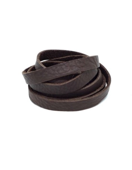 Lanière cuir souple marron foncé pas chère en 10mm de large Lanière cuir souple marron foncé pas chère en 10mm de large