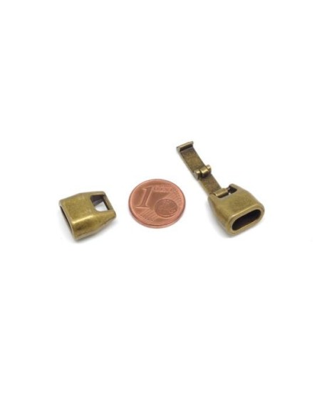 Fermoir clip bronze pour 2 cordons de 5mm