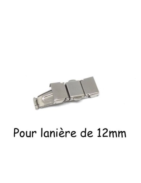 Fermoir griffe style montre pour lanière de 12mm en métal argenté