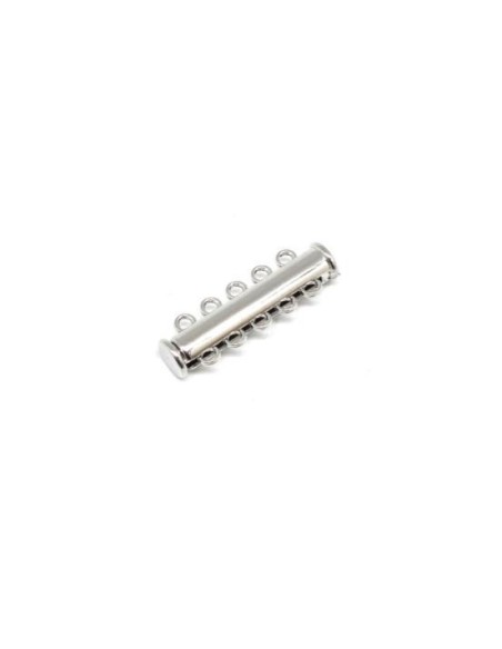 Fermoir multi rangs 5 fils aimanté pour cordon, cuir en métal argenté pour création DIY Fermoir multi rangs 5 fils aimanté pour cordon, cuir en métal argenté pour création DIY