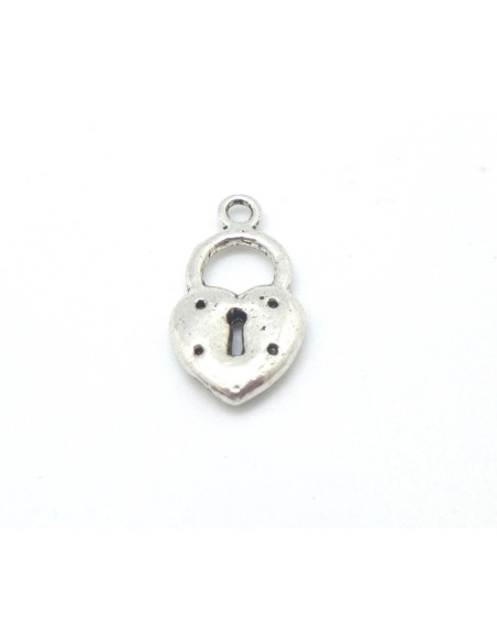 10 Breloque, pendentif coeur cadena en métal argenté
