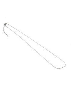 Collier chaîne très fine maille forçat en acier inoxydable argenté avec fermoir - 44cm - chainette de rallonge 2