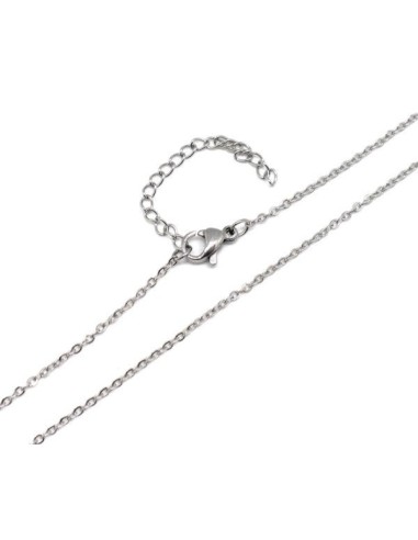 Collier avec chainette de rallonge en acier inox pas cher