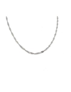 Collier chaîne très fine maille torsadé en acier inoxydable argenté avec fermoir - 45cm 2