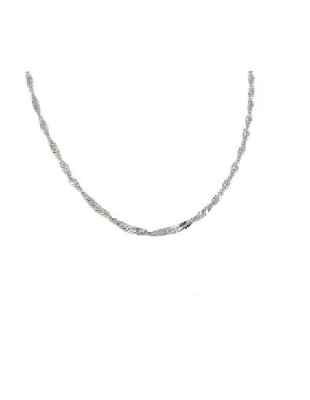 Collier argenté acier inox maille torsade pas cher