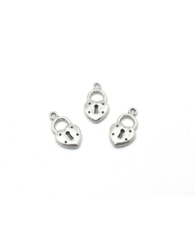 10 Breloque, pendentif coeur cadena en métal argenté