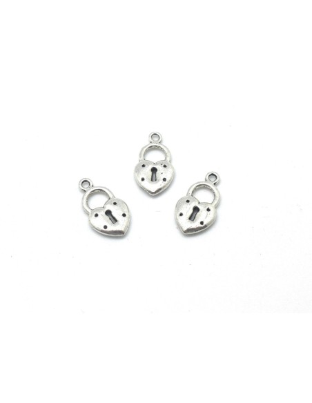 10 Breloque, pendentif coeur cadena en métal argenté