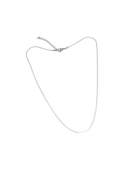 Chaine très fine 1mm argenté acier inox maillon serpent avec mousqueton