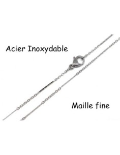 Collier acier inox argent maille forçat alterné avec maillon serpent très fine avec fermoir