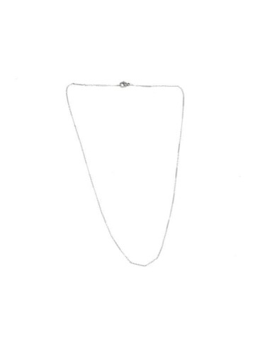 Collier chaine maille forçat alterné avec maillon serpent très fine argenté en acier inox