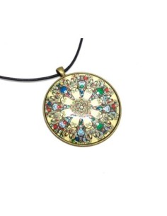 Kit collier sautoir grand cabochon rond motif mandala