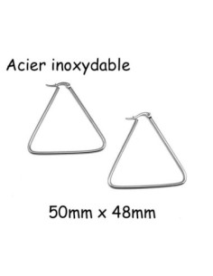 Support BO grande créole argenté triangle en acier inox