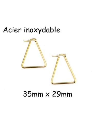 boucles d'oreilles créole forme triangle en acier inoxydable doré - Création DIY
