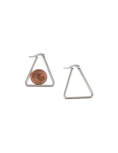 supports boucles d'oreilles créole argenté triangle en acier inoxydable  pas chère